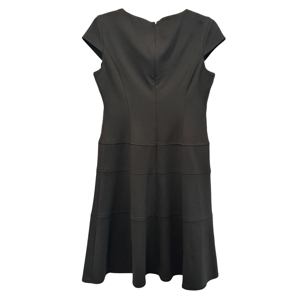 Anne Klein Dress Womens 8‎ Cap Sleeve Tiered Skirt Black Career Workwear LBD - Picture 3 of 7